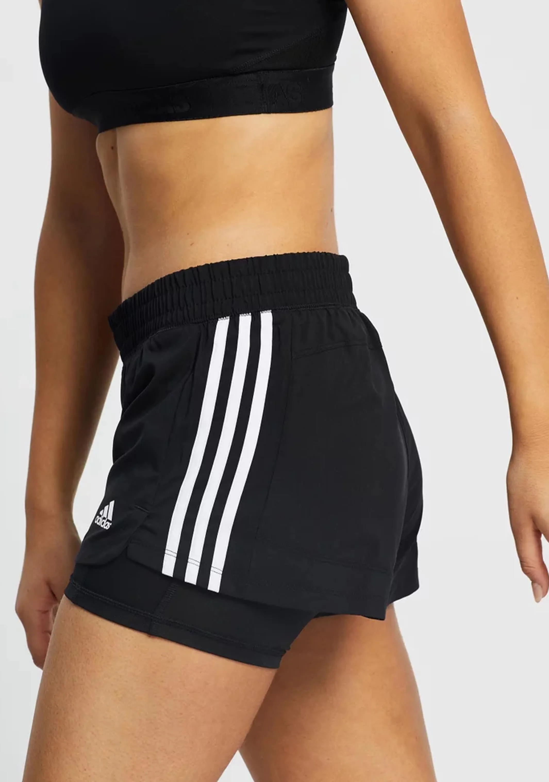 Adidas Womens 3 Stripe Pacer Two-In-One Shorts