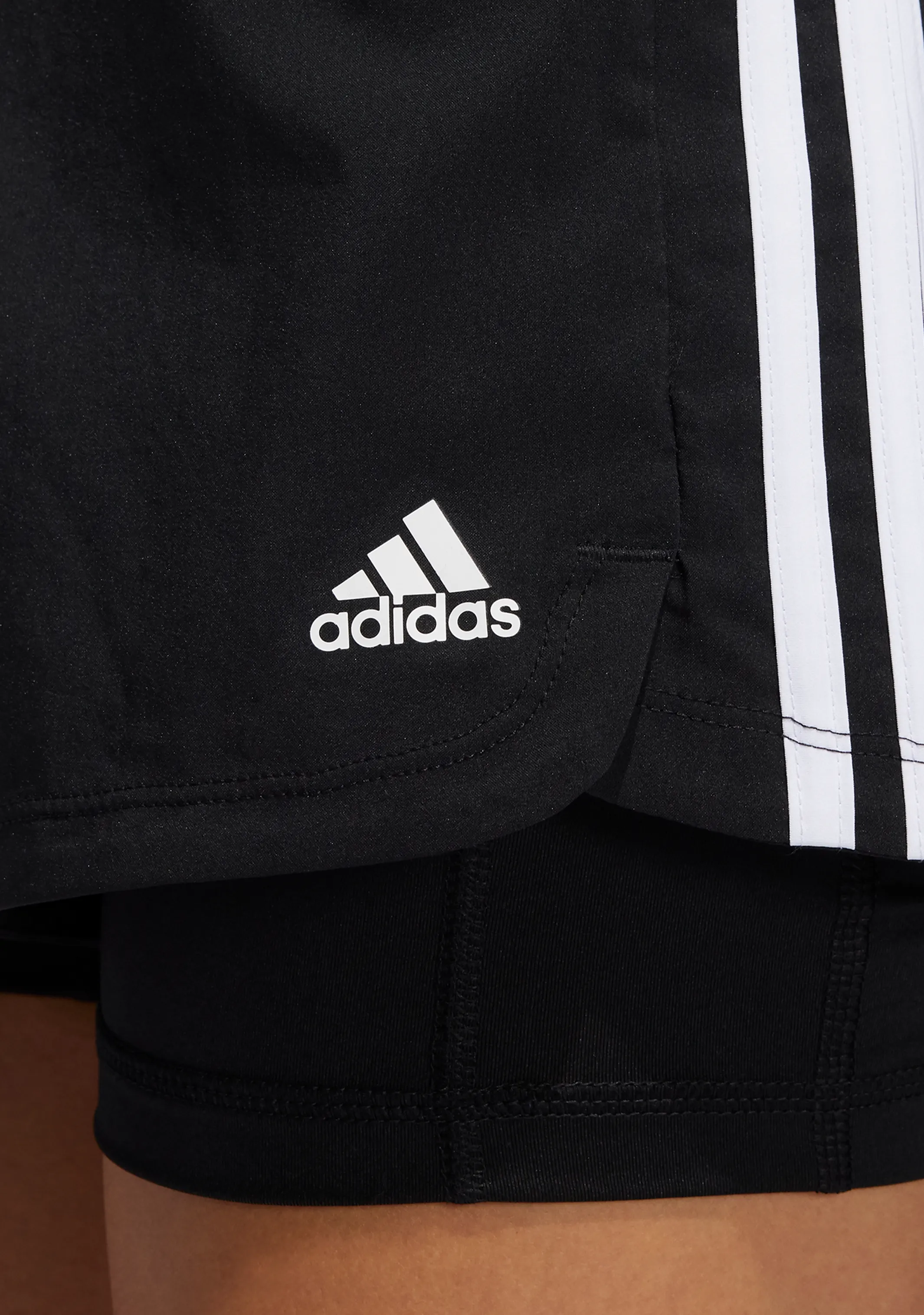 Adidas Womens 3 Stripe Pacer Two-In-One Shorts