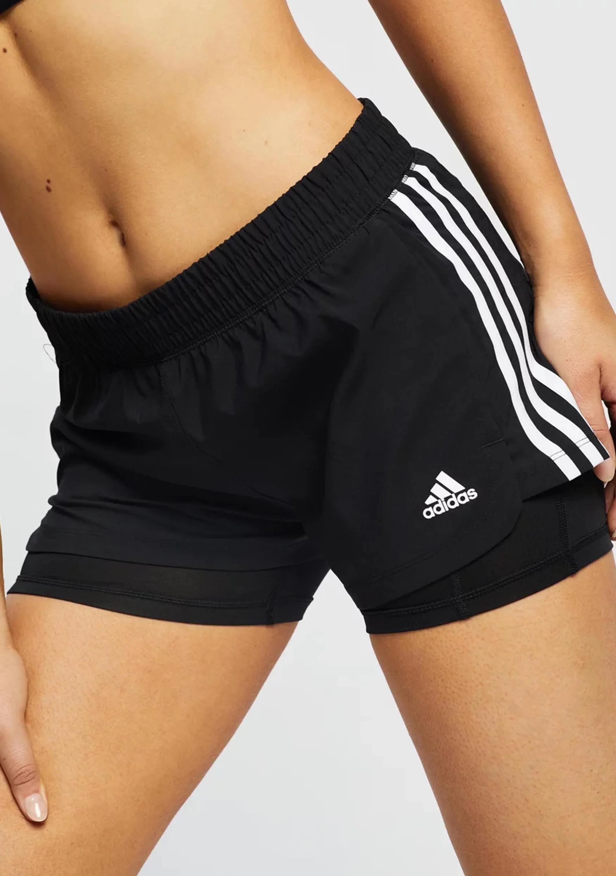 Adidas Womens 3 Stripe Pacer Two-In-One Shorts