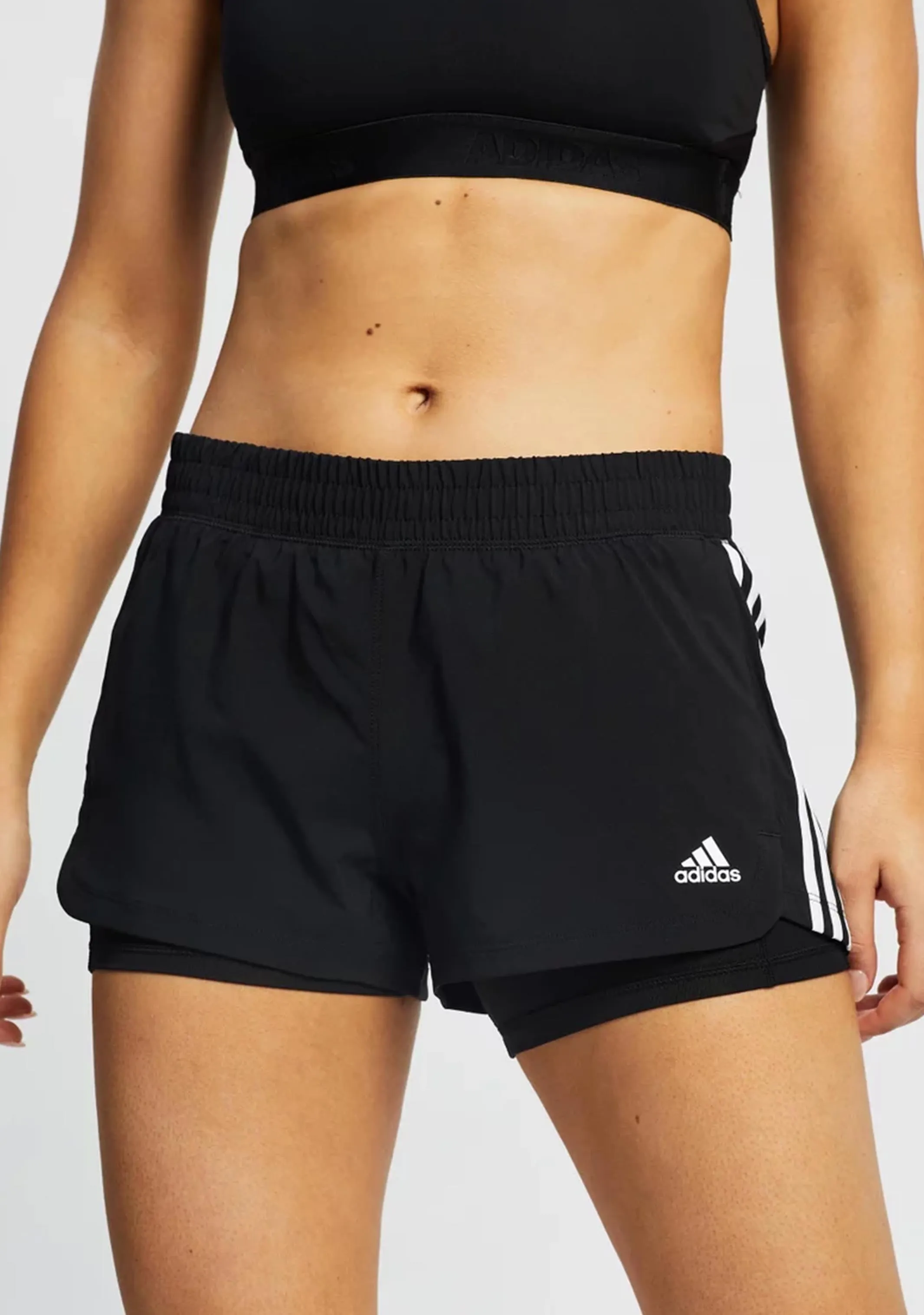Adidas Womens 3 Stripe Pacer Two-In-One Shorts