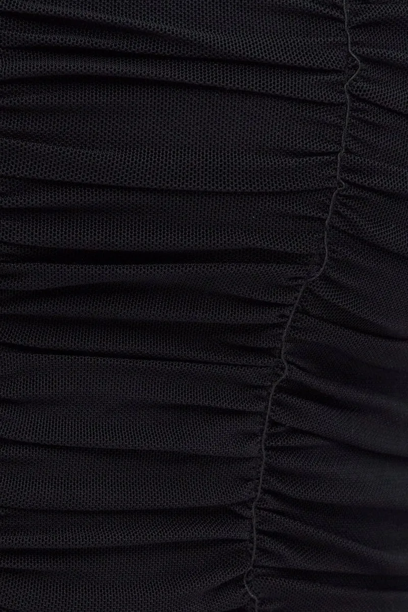 Black Lace Up Top Sleeveless Mesh