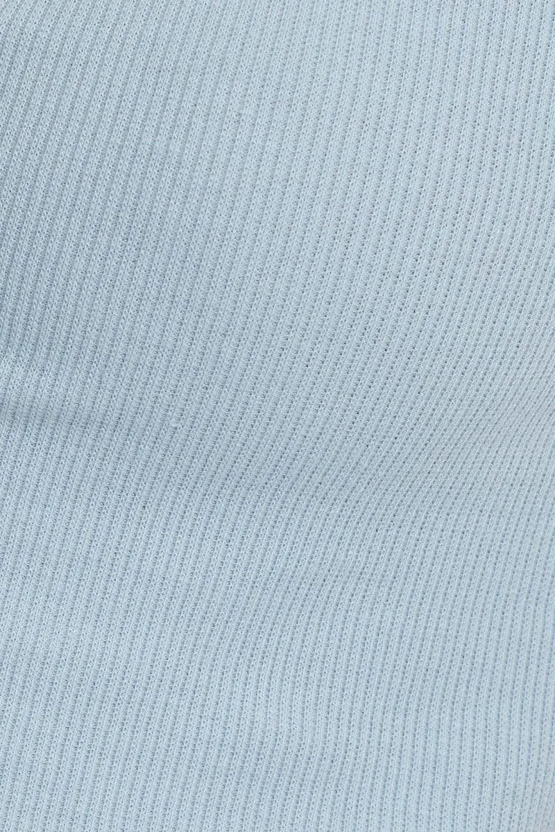 Blue Button Front Crop Top