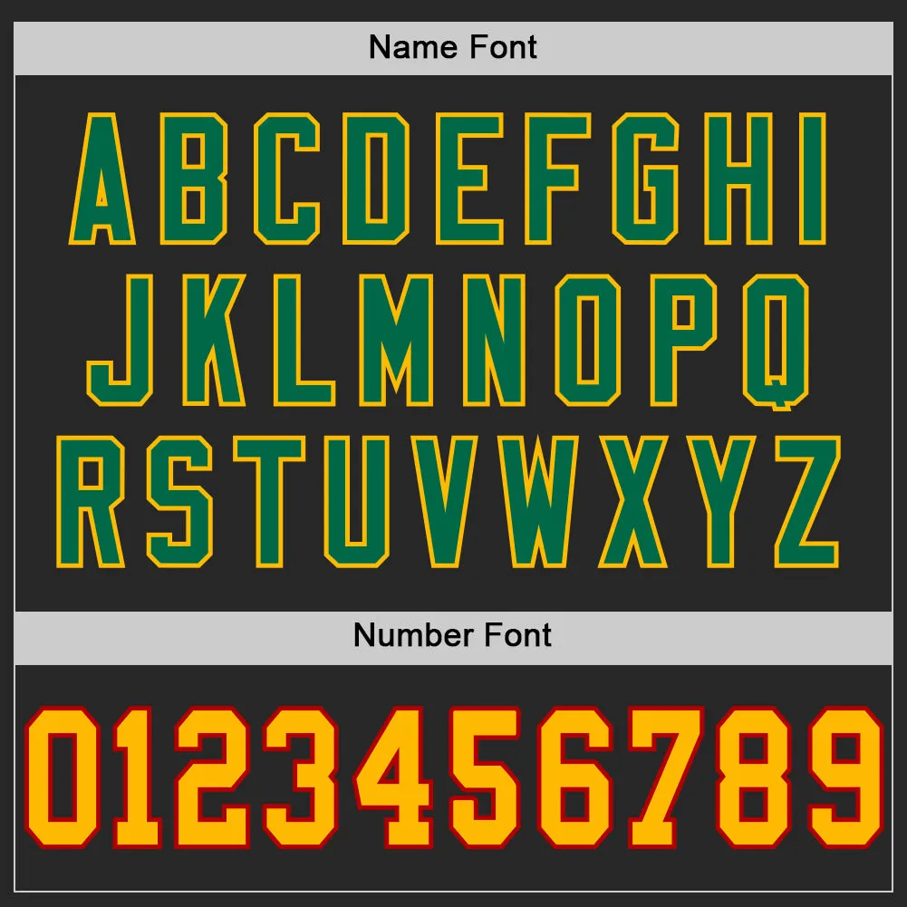 Custom Black Gold Red-Kelly Green Mesh Authentic Football Jersey