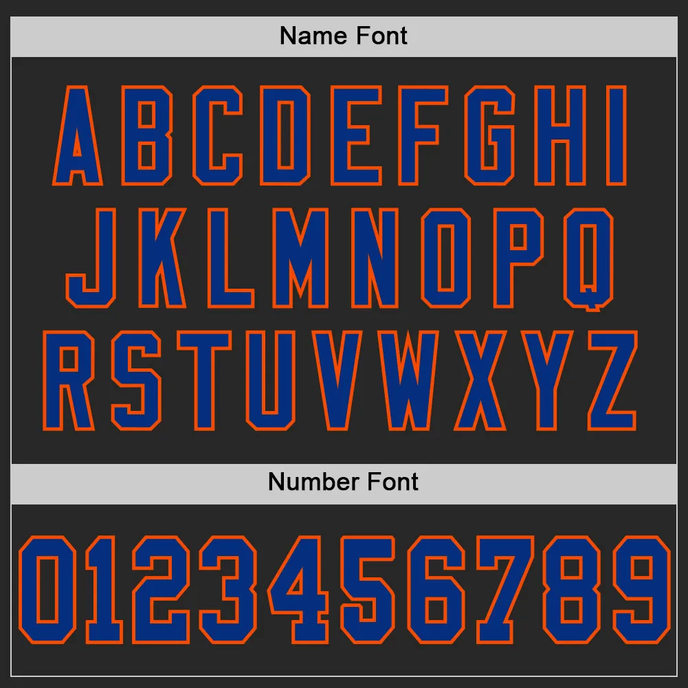 Custom Black Royal-Orange Mesh Authentic Football Jersey