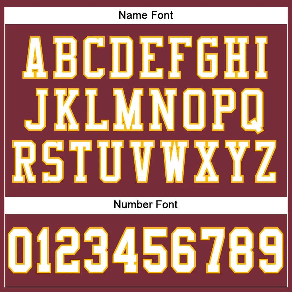 Custom Burgundy White-Gold Mesh Authentic Football Jersey