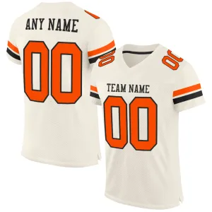 Custom Cream Orange-Black Mesh Authentic Football Jersey