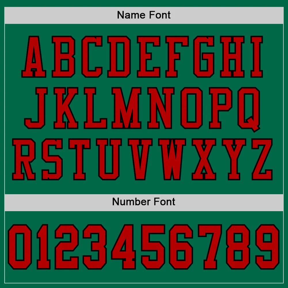 Custom Kelly Green Red-Black Mesh Authentic Football Jersey