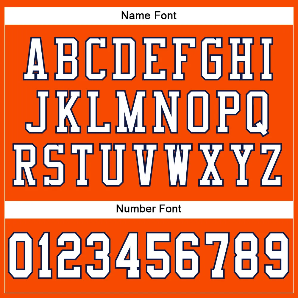 Custom Orange White-Navy Mesh Authentic Football Jersey
