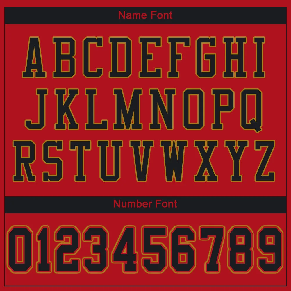 Custom Red Black-Old Gold Mesh Authentic Football Jersey