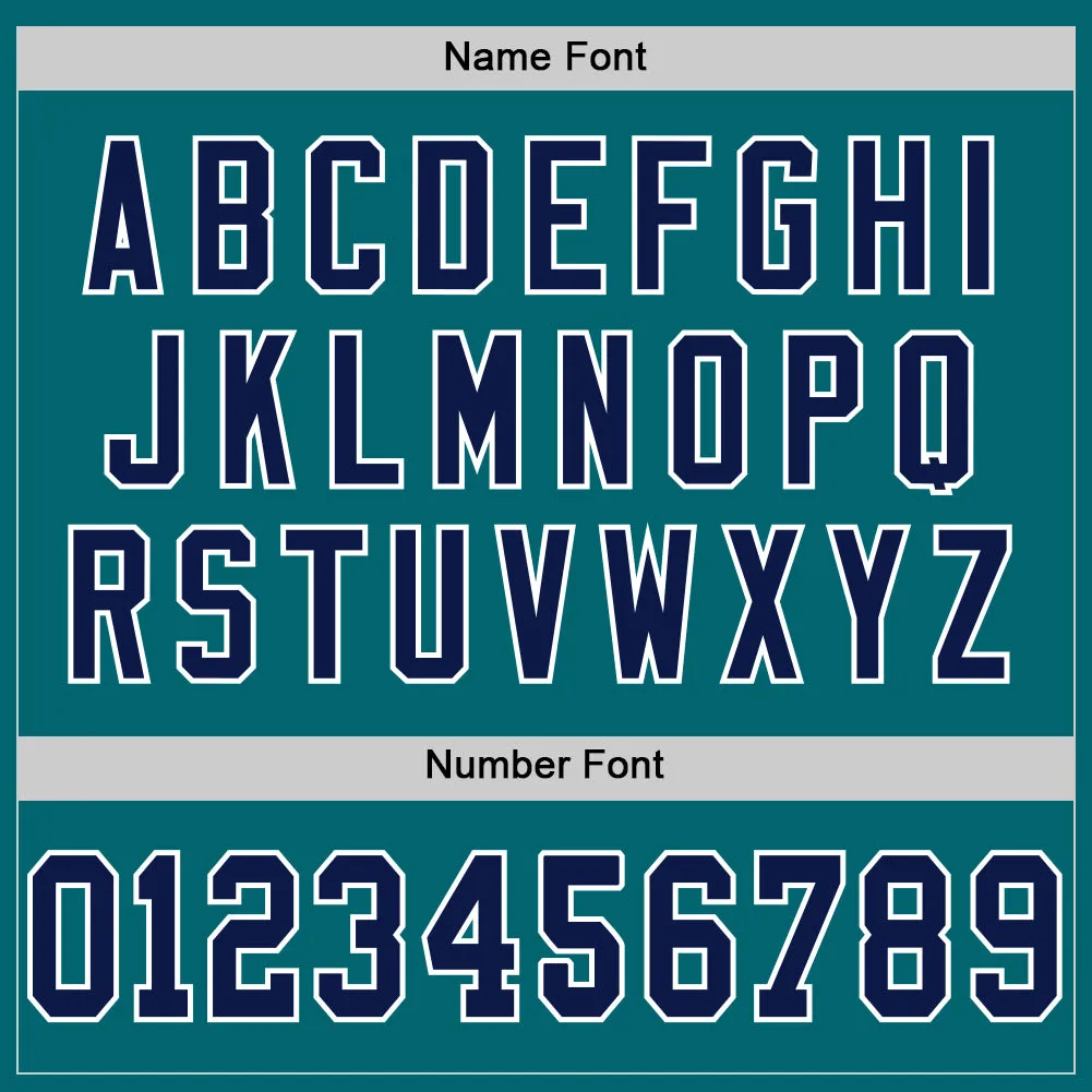 Custom Teal Navy-White Mesh Authentic Throwback Football Jersey