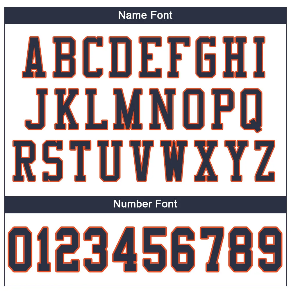 Custom White Navy-Orange Mesh Authentic Football Jersey
