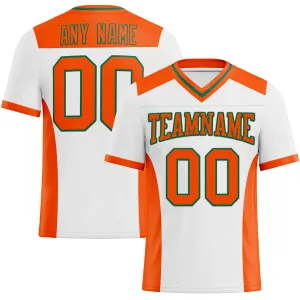 Custom White Orange-Kelly Green Mesh Authentic Football Jersey