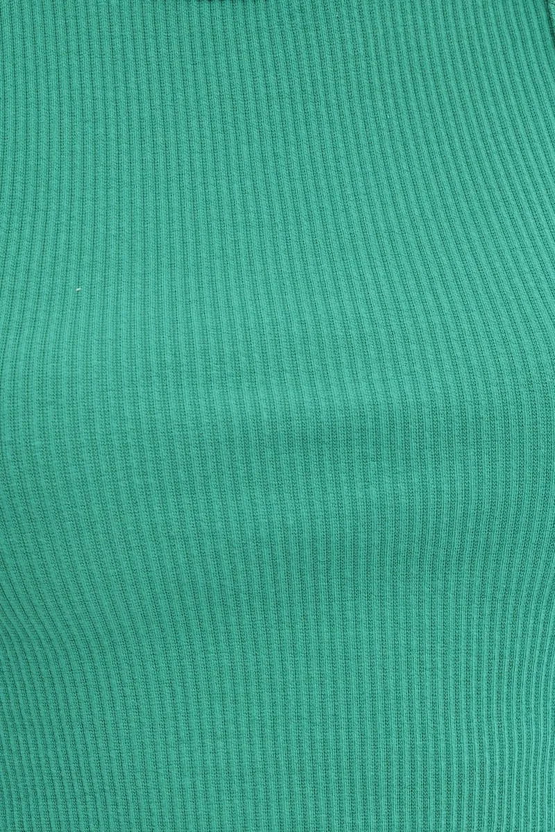 Green Crop Tank Top Crew neck