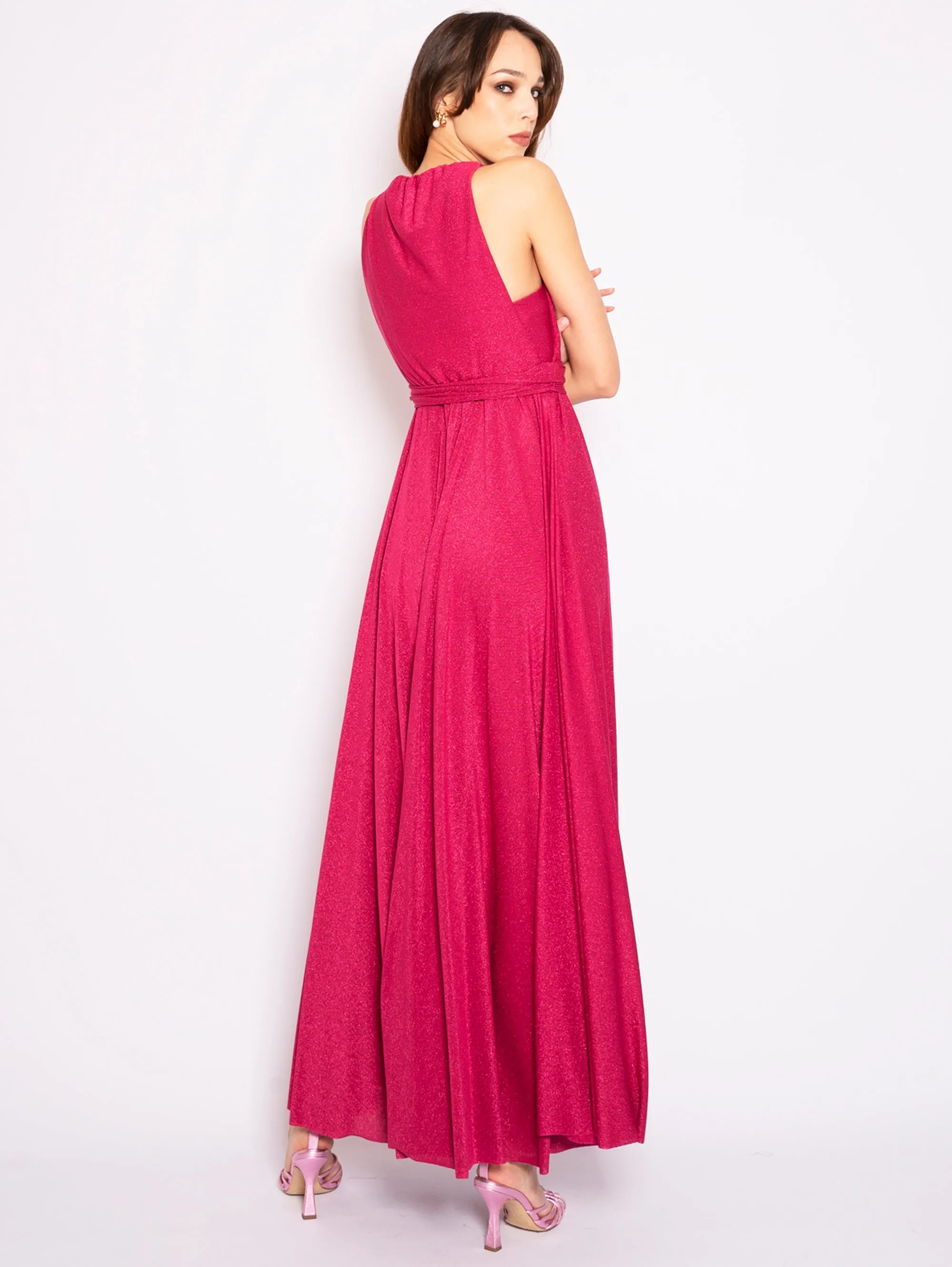 Long Dress with Lurex Fuchsia