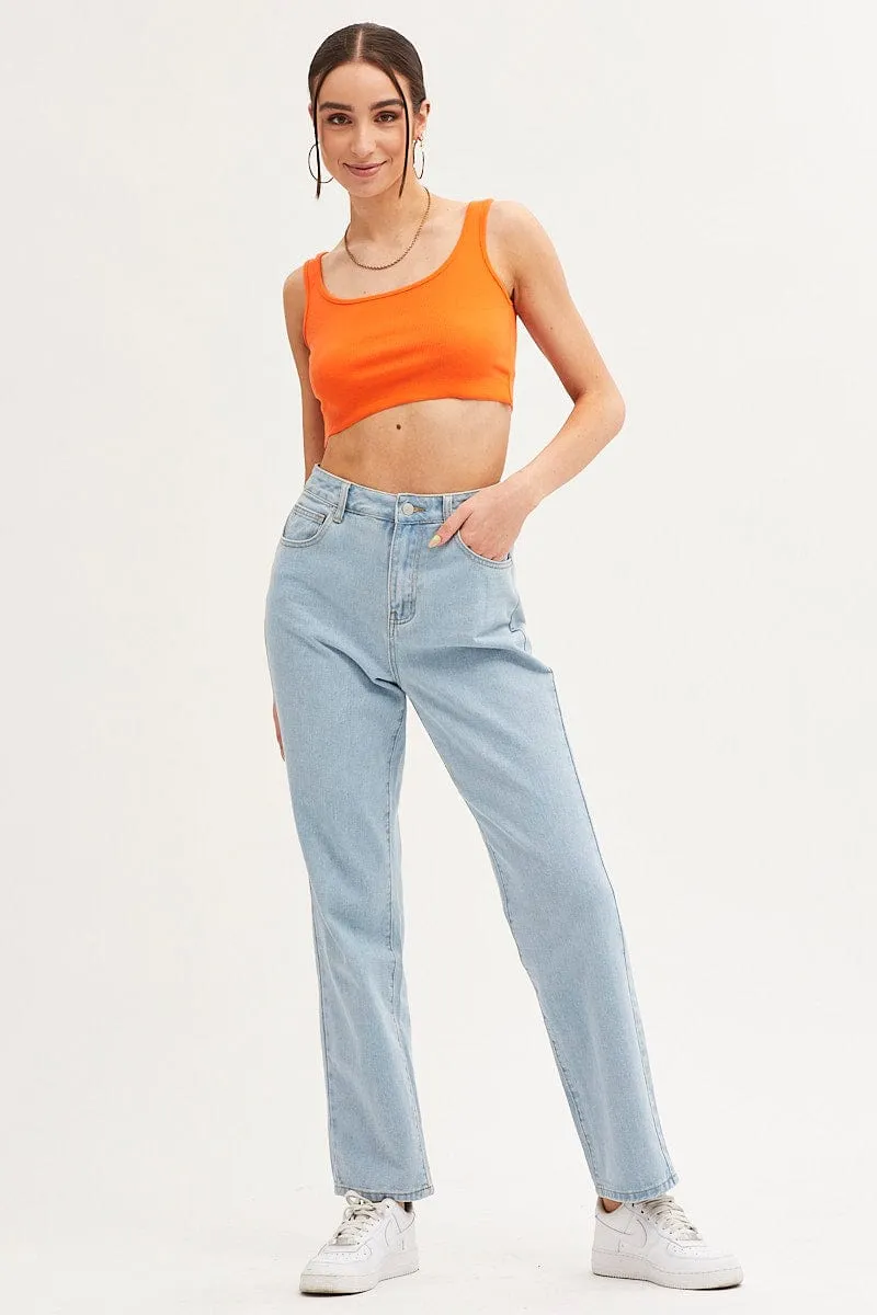 Orange Basic Jersey Top