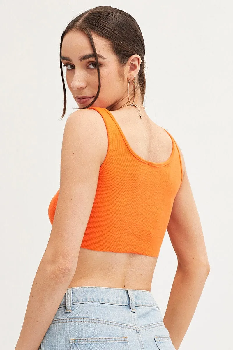 Orange Basic Jersey Top