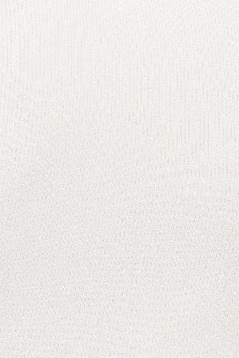 White Jersey Tank Wrap Waist Ribbed