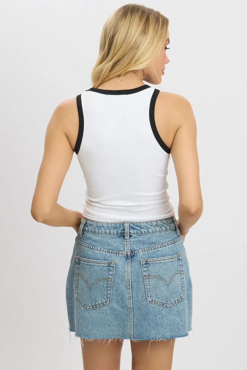 White Rib Tank Sleeveless