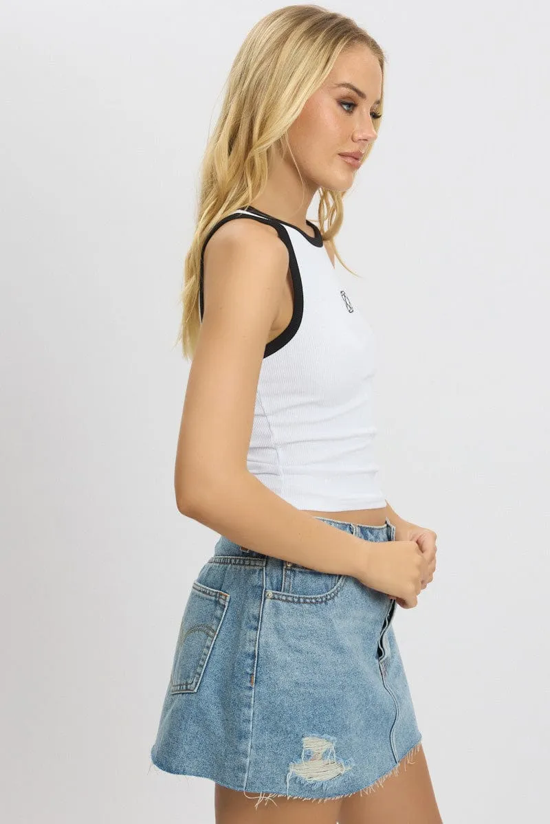 White Rib Tank Sleeveless