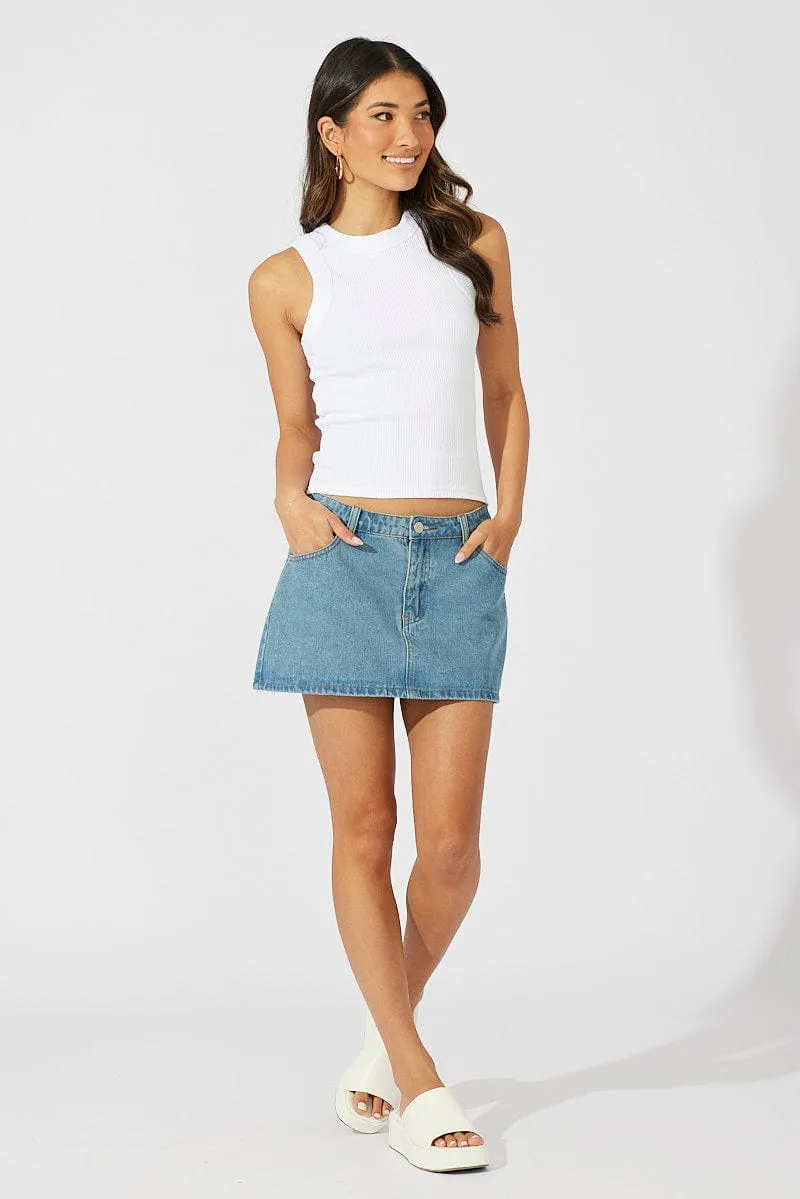 White Tank Top Sleeveless Crew Neck