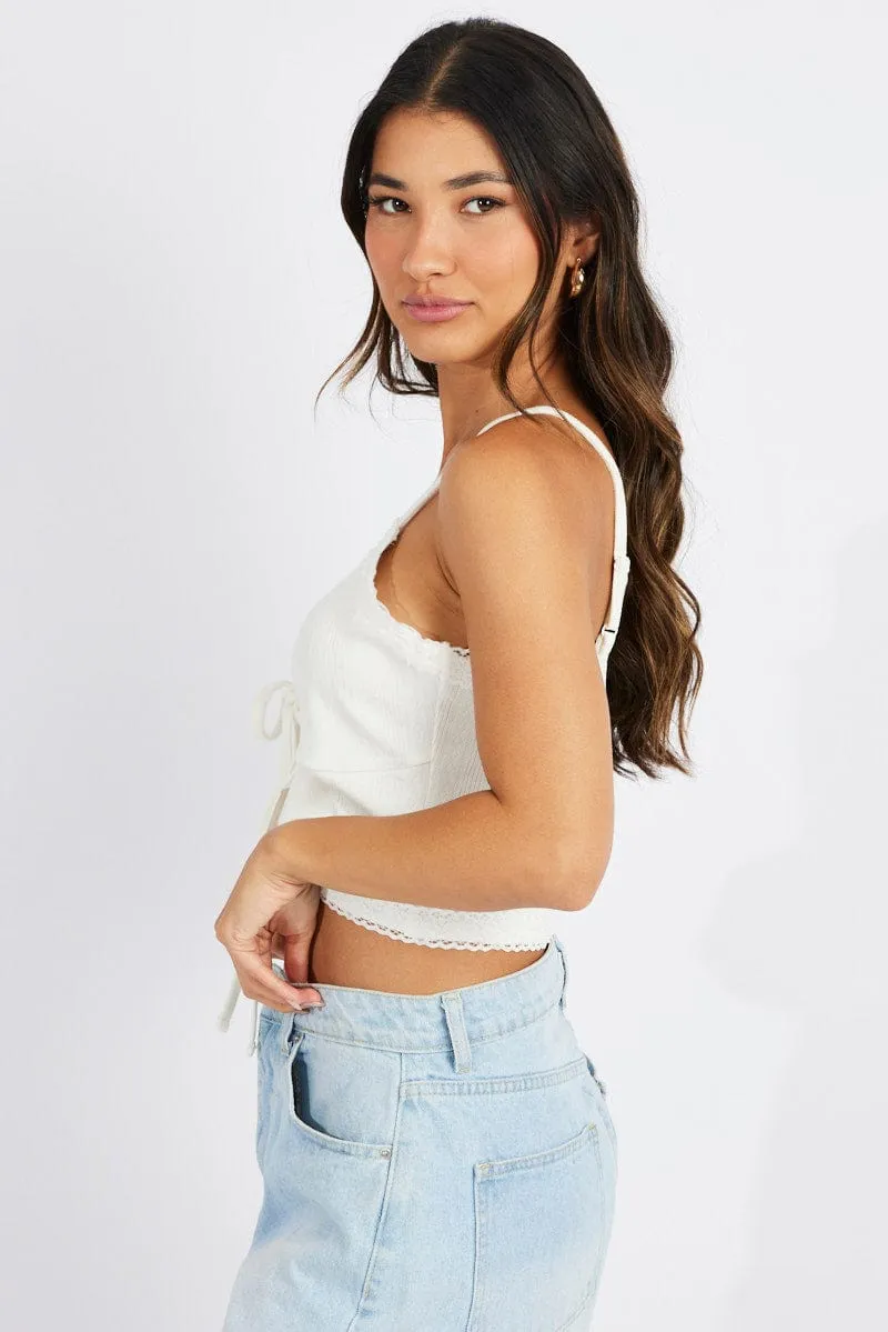 White Tie Up Top